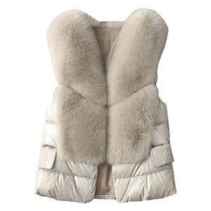 Bont Vest Dames Kort Down Feather Imitatie Slanke Temperament Jacket Herfst en Winter Mode All-Match 211018