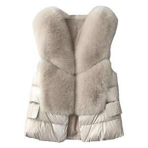 Chaleco de piel Chaqueta de temperamento delgada de imitación de plumas cortas para mujer Moda de otoño e invierno Combina con todo 211120