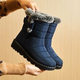 Fur Waterproof 606 Faux de invierno para mujeres largas Plataforma de nieve de madrigueras botas de tobillo zapatos de pareja de algodón tibio 230923 11 platm