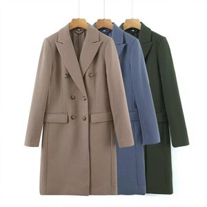 Fourrure mode femme 2022 Vintage décontracté double boutonnage revers doublé avec classique trois couleurs à manches longues manteau en laine