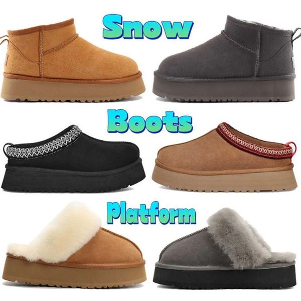 Fourrure femmes bottes de neige 2023Hot vente australie classique Ultra Mini daim peau de mouton plate-forme botte femmes châtaigne confort hiver anti-dérapant design de créateur