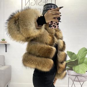 Fourrure femmes vêtements d'hiver vraie fourrure de raton laveur col rond manteau de fourrure naturel argent fourrure de renard moelleux chaud épais veste grande taille femme manteaux