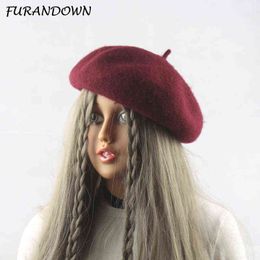Furandown 2018 Nieuwe Winter Women Feel Beret Hats Wool Berets Caps Brand Casual hoogwaardige lente herfstmuts J220722