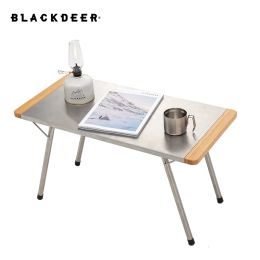 Mobilier Table pliante en acier inoxydable en bambou portable avec sac de transport BBQ Cadre stable pour le camping en plein air