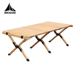 Meubels camping vouwen houten tafel draagbare buiten indoor vouwbare picknick bureau multifunctionele cake roll houten tafel 60/90/120 cm