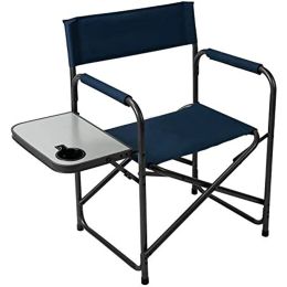 Directeurs de meubles chaise de camp avec table d'appoint et support de tasse intégrée, chaises de camping de la marine pliable