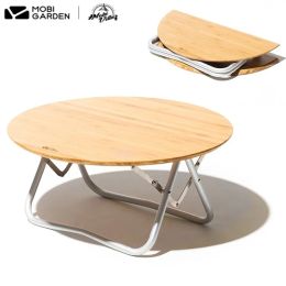 Mobilier Mobi Table de Camping de Jardin Fournitures de Camping Table Touristique Pliable en Plein air Portable Pique-Nique Table Pliante Ronde en Bambou Randonnée dans la Nature