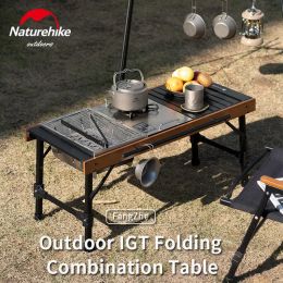 Mobilier Naturehike 3,6 kg Camping Table de barbecue pliante Épissage détachable 3 combinaisons Igt Thé de pique-nique en plein air Support en alliage d'aluminium
