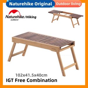 Mobilier Naturehike Camping Igt Table pliante Table combinée extérieure Camping barbecue pique-nique Table en bois massif Table de meubles d'extérieur en bois