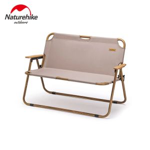 Mobilier Naturehike Double chaise pliante Camping en plein air chaise de plage Portable loisirs dos fauteuil banc de jardin Camouflage bois Grain Ch