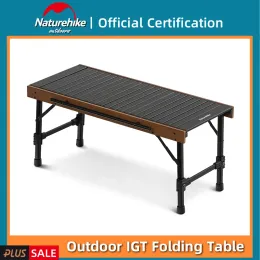 Mobilier Naturehike IGT Table combinée pliante en hêtre, extérieur, portable, barbecue de camping, table à manger en alliage d'aluminium, charge 30 kg