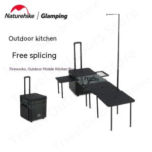 Meubels Naturehike Outdoor Portable Mobile Keukenbox Camping Picknick Barbecue Koken IGT Combinatie Tabel 3.0 kW Fornuis Vouwopslag