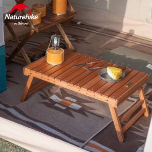 Mobilier Naturehike Table pliante en bois massif ultralégère d'extérieur portant un poids de 30 kg Pique-nique Portable Pliable Table courte Camp Voyage BBQ