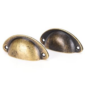 12PCS Shell Cupboard Pulls | Antique Brass Kitchen Cabinet Drawer Handle Knobs