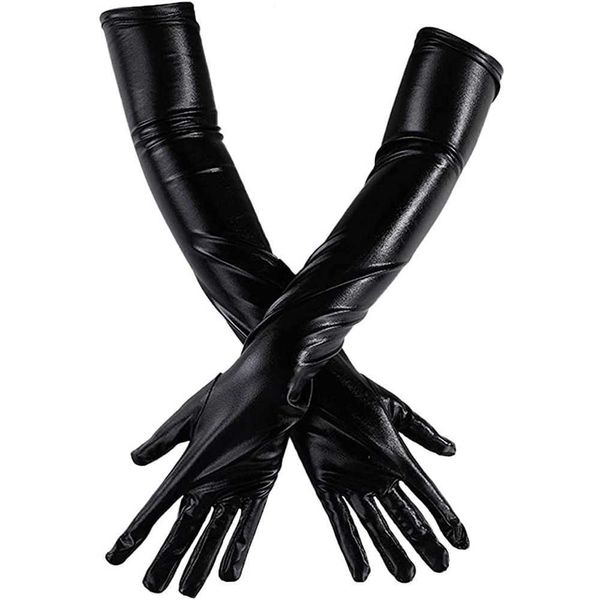 Accesorios para muebles, guantes sexis de charol, accesorios largos de ropa para Cosplay, rendimiento de baile en barra DS ajustado negro