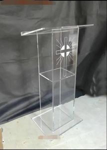 Meubels Goedkope transparant acryl podium preekstoel lessenaar, helder plexiglas podium, kerkpreekstoel van organisch glas