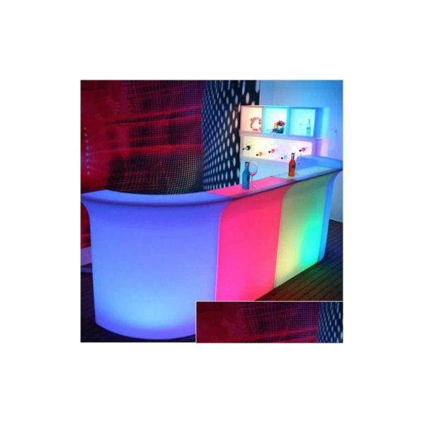 Muebles muebles comerciales iluminación moderna color cambiando recargable PE led mesas de barra de cóctel alta contador de entrega de caída gard