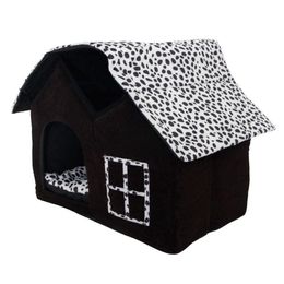 Muebles Casa de perros Cama de cachorros plegable Cecho de algodón de algodón con cojín Cama suave y cómoda
