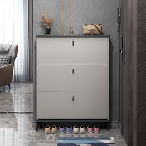 Mueble Gabinete de entrada Puerta de casa ultradelgada de estilo italiano Zapatero de almacenamiento moderno simple tipo cubo basculante de gran capacidad