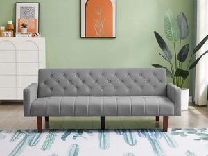 Fábrica de muebles Sofá con mechones Sofá de mediados de siglo Sofá Cama para sala de estar, gris