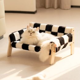 Meubels MEWOOFUN CAT BED BEVAKOUDEN, Stevige donzige kattenbank Bedhogbedden voor katten en kleine honden Pet meubels verhoogd