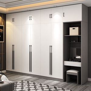 Furniture Solid wood wardrobe home bedroom modern minimalist simple assembly rental room combination cabinet multifunctional large wardrobe