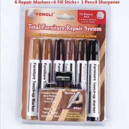 Meubles de retouche kit marqueurs de remplissage des bâtons de remplissage en bois Restore Kit Scratch Patch Paint Pen Range composite en bois 240328