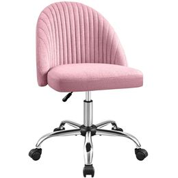 Furniwell Armless schattige moderne verstelbare Swivel Gevotte stof ijdelheid taak Computer stoel thuiskantoor bureau stoelen met wielen (roze)