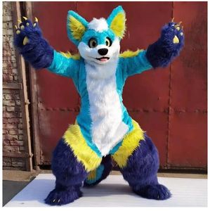 Furry Canine Mascot Kostuum Husky Dog Fursuit Halloween Carnaval Party Suit Canine Animal Kostuum Gebogen Benen