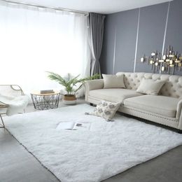 Alfombra peluda Mat de sala de estar Modern Dormitorio Moderno Decoración Nórdica Gran Gris Negro Blanco Non Slip Alfombras 240424
