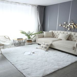 Harige tapijt woonkamer Mat moderne slaapkamer Noordse stijl decoratie groot formaat zwart grijs wit non -slip kinderen tapijten 240424