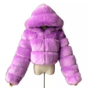 Manteaux et vestes en fausse fourrure recadrée à fourrure femmes couche de finition moelleuse avec veste de fourrure d'hiver à capuche manteau femme pour le cadeau de la fête des mères