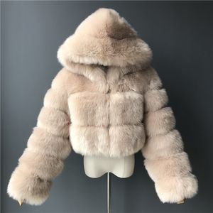 Furry Cropped Faux Fur Coats Vestes Femmes Fluffy Top Coat Winter Mariage chaud Hooded Cloak Bridal Cape S M L XL-8XL
