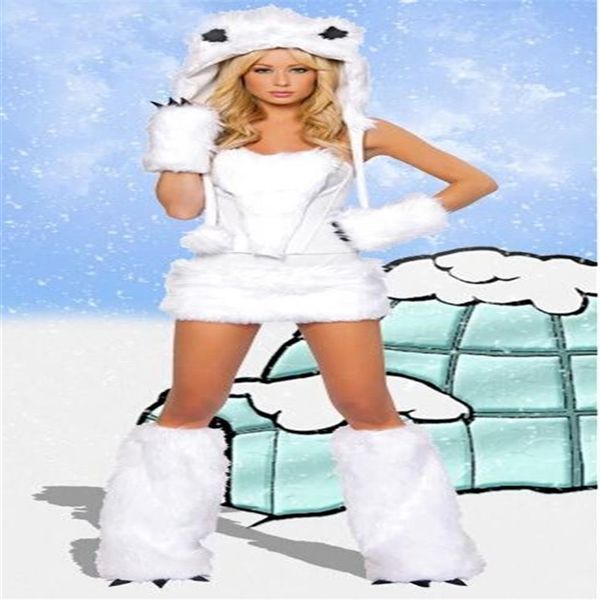 Furry Fasching Chat Fille Loup Blanc Ours Polaire Frisky Halloween Cosplay Costume Tenue Déguisement Pour Femme Sexy Halloween Costume222L