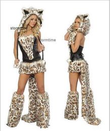 Disfraz de chica lobo peluda y sexy, disfraces de mujer, disfraz de Animal para Halloween y Navidad