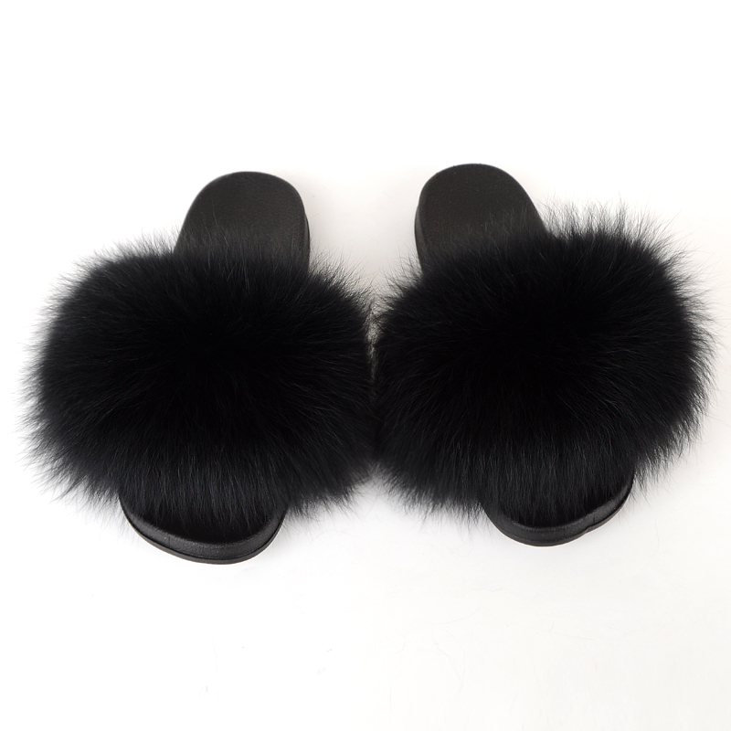 Furry Slippers Women Summer Furry Sandals Flip Flops Female Shoes Mules Plush Real Fur Slides Ladies Luxury Soft House Slippers 210225