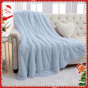 Harige dikke warme deken deksels beddenspreads winter plaid koraal fleece dekens bladquilts voor bed en sofa home decor w0408