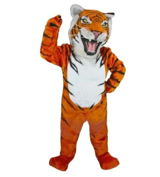 Costume de mascotte de tigre à fourrure longue fourrure Fursuit adulte personnage de dessin animé déguisement Halloween noël Anime défilé costumes