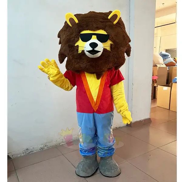 Fursuit Cool Lion Costumes De Mascotte De Noël Fantaisie Robe De Soirée Personnage De Dessin Animé Tenue Costume Adultes Taille Carnaval Pâques Publicité Thème Vêtements