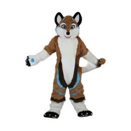 Fursuit Fox Dog Cartoon Mascot Kostuum Walking Puppet Dier kostuum harige hoofdhandschoenen Voetbedekking