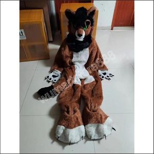 Fursuit Long Fur Husky Dog Fox Mascot Costumes Halloween Christmas Event Role-Playing Costumes Role Play Dress Fur Set kostuum