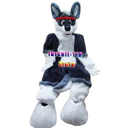 Fursuit à poil long Husky chien renard loup mascotte Costume fourrure adulte personnage de dessin animé poupée Halloween fête dessin animé ensemble #218