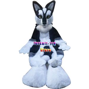 Fursuit Husky Husky Husky Dog Fox Wolf Mascotte Costume Fourrure Dessin animé Caractère Halloween Party Cartoon Set # 136