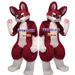 Fursuit Langharige Husky Dog Fox Wolf Mascotte Kostuum Bont Cartoon Karakter Pop Halloween Party Cartoon Set Schoen # 328