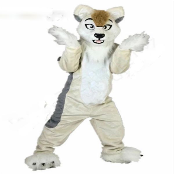 Fursuit loup chien brun Husky mascotte Costume jeu de fête robe tenue publicité Halloween adultes taille Fursuit caractère