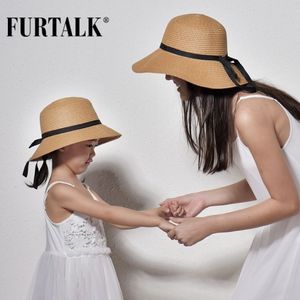 FURTALK Zomerhoed voor Dames Kinderen Strohoed voor Strand Baby Meisjes Zonnehoed Reizen Emmer Cap chapeu feminino voor Zomer Y200602292t