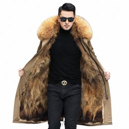 Furtjy hommes Parka imperméable manteau de fourrure véritable veste d'hiver naturel renard doublure de fourrure de lapin épais chaud vêtements d'extérieur Streetwear 41Ku #