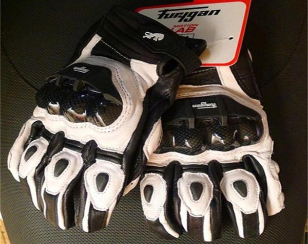 Furygan AFS6 Classic Negro Blanco Invierno Men039s Guantes de motocicleta A prueba de viento Racing Guantes de cuero Protección de carbono Moto Glove9023301