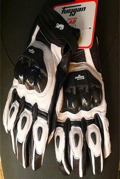 Furygan AFS6 classique noir blanc hiver hommes039s gants de Moto coupe-vent course en cuir Guantes Protection carbone Moto Glove2242310