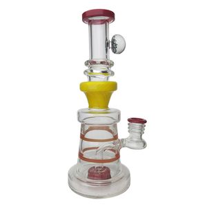 Fusible Double ligne rouge narguilés verre Bong recycleur fumer conduite d'eau Dab Rig 21 cm hauteur avec joint de 14 mm